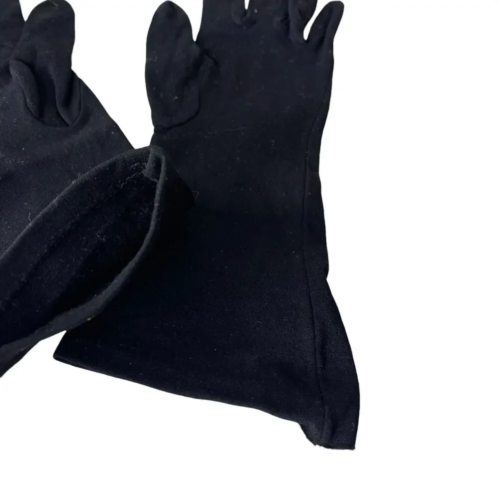 Vintage 80s Black Nylon Driving Gloves S/M Lightweight Mid-Length Evening Classy